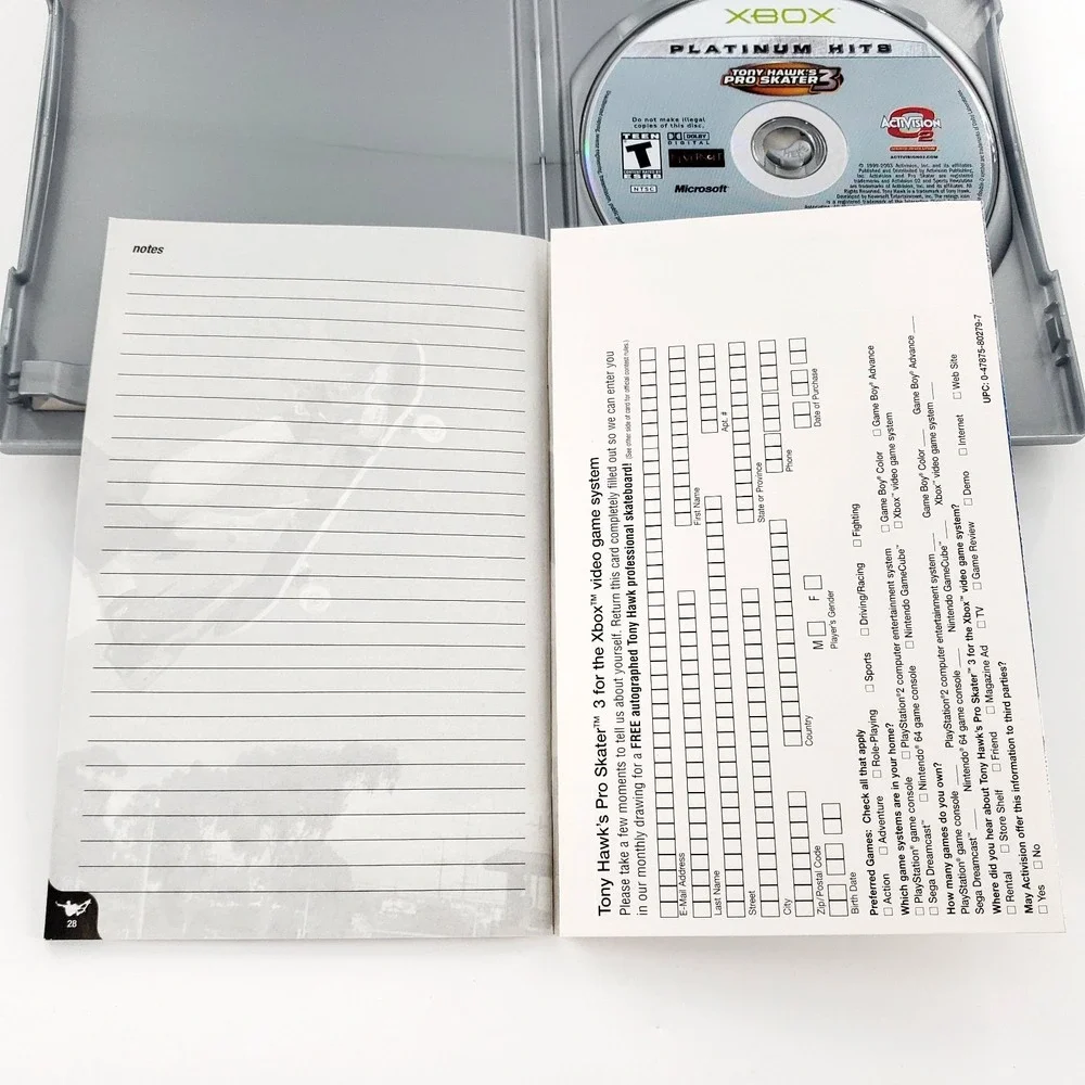 Tony Hawk's Pro Skater 3 Microsoft Xbox Complete w/ Reg Card Broken Case Tested
